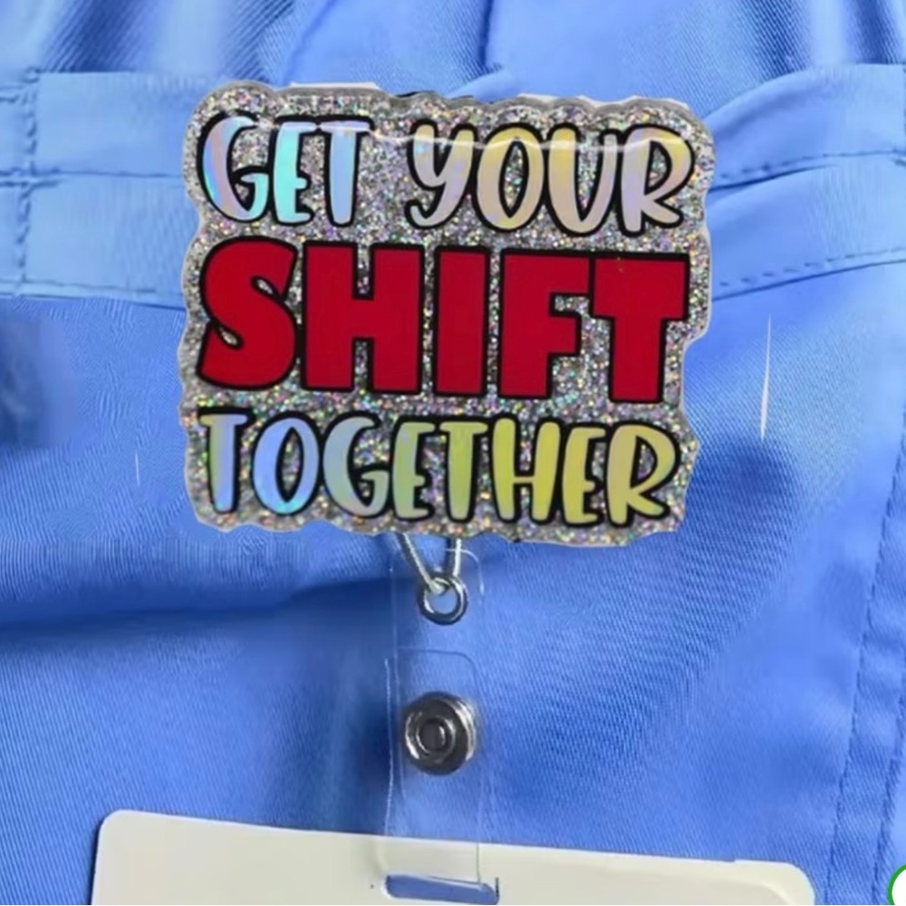 Glittery Badge Reel Holder. Key Card Holder Get your shift together